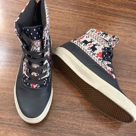 Vans Christmas Patterned High-Top Sneakers Sz 9 - Picture 1 of 8